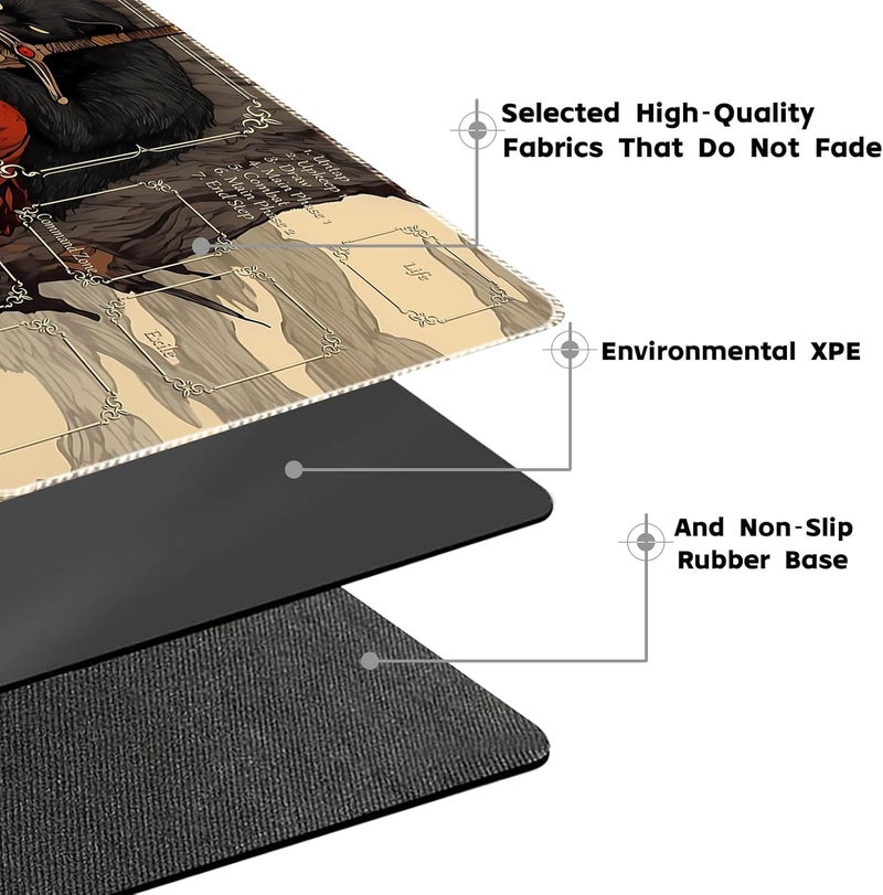 April Space MTG Playmat (Stitched) Size 24x14in Free Storage Bags - Ideal for Card Game Enthusiasts TCG Playmat Mouse Pad with Card Zones (Cat Swordsman,with Zone) - Image 5